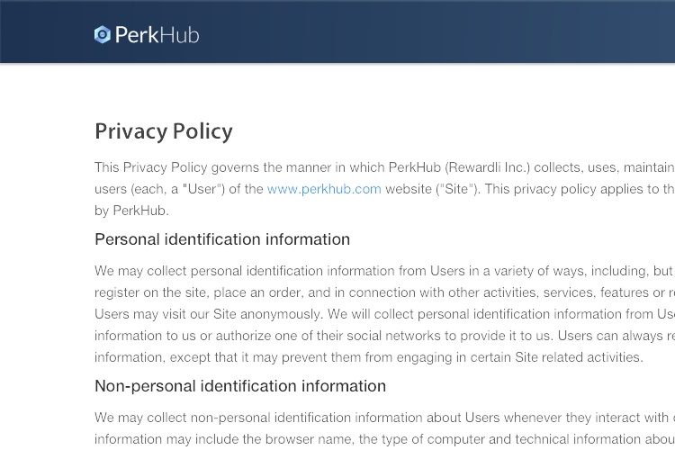 Screenshot of PerkHub 