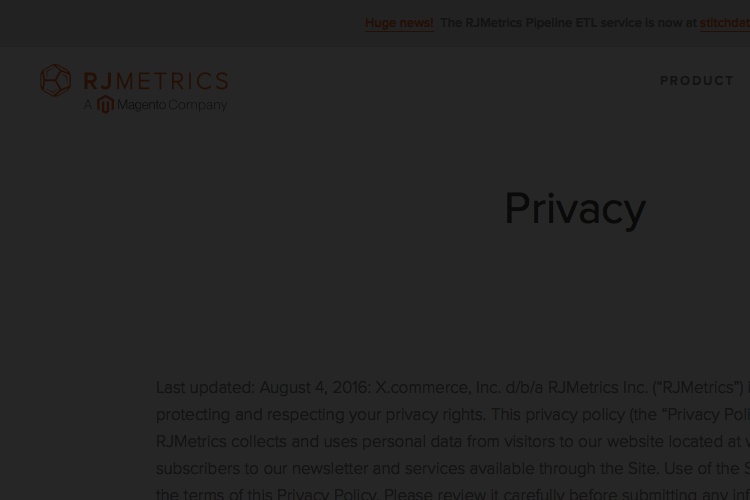 Screenshot of RJMetrics 