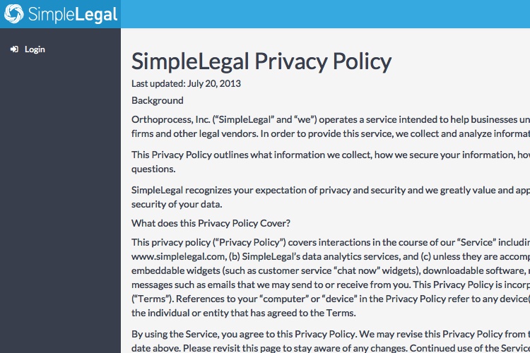 Screenshot of SimpleLegal 