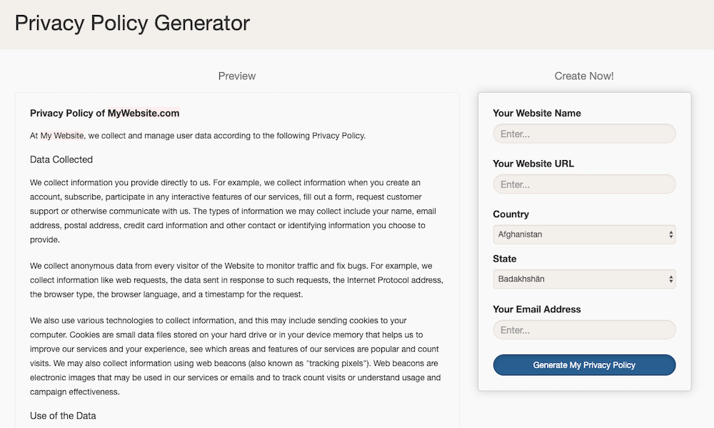 2023 Free Privacy Template Generator